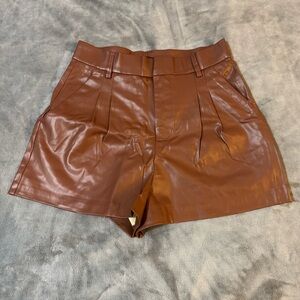 Zara High Waist Brown Faux Leather Shorts

#1070
